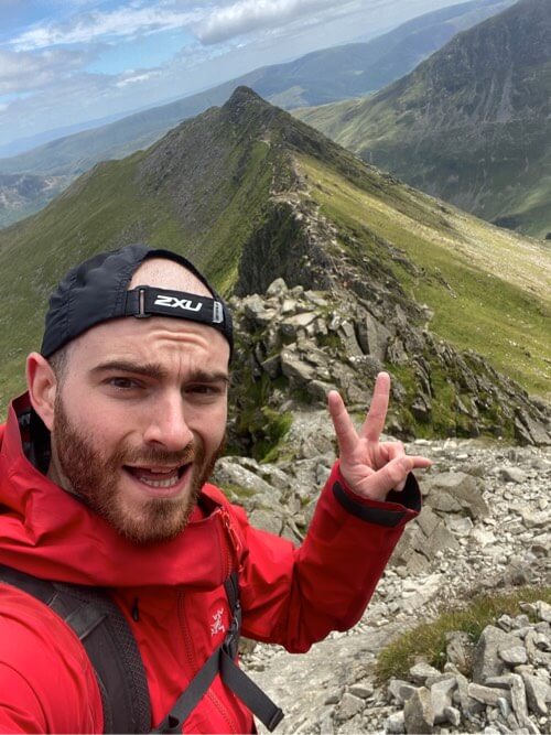 A selfie at the end of Striding Edge in the Lake District