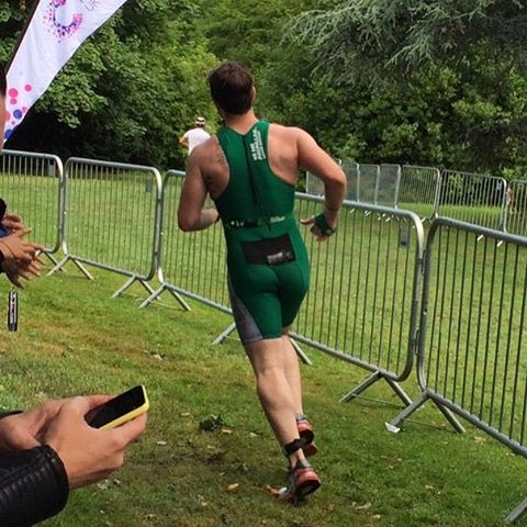 A photo of me exiting T2 and into the run
